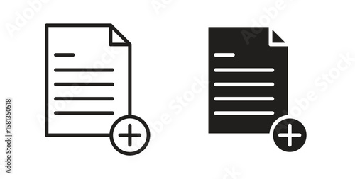 Add document icon. Vector illustration, flat and stroke
