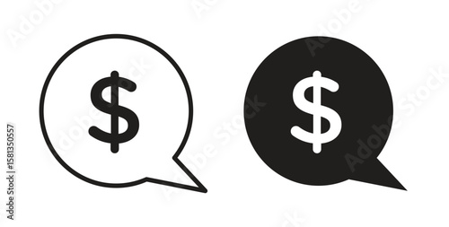 Comment dollar icon. Vector illustration, flat and stroke