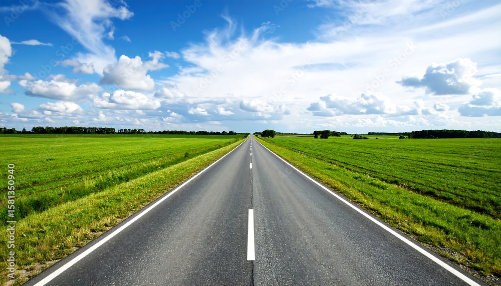 Open road through green fields (1) Open road through green fields (1)