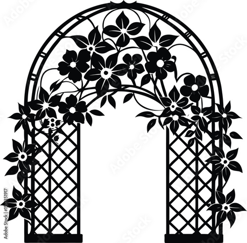 Decorative Flower Trellis In Silhouette Form
