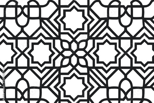 Islamic seamless vector pattern with geometric ornaments. Traditional Arabian arabesque art. Abstract decorative lattice background for ramadan, eid mubarak celebration.