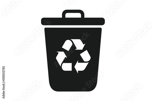 Recycle bin icon. Trash can symbol. Wastebasket garbage container for waste management. Sorting and separation of rubbish. Ecology and environmental conservation concept vector.
