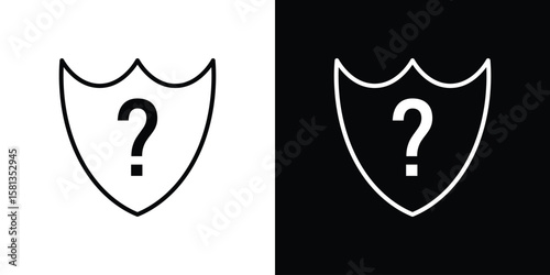 Fotografía Shield interrogation icon pack with black and white editable stroke lines for gr