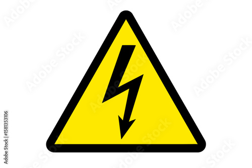 High voltage danger sign with lightning bolt symbol. Electrical hazard warning icon. Safety first concept for industrial workplace. Electric shock risk attention pictogram vector.