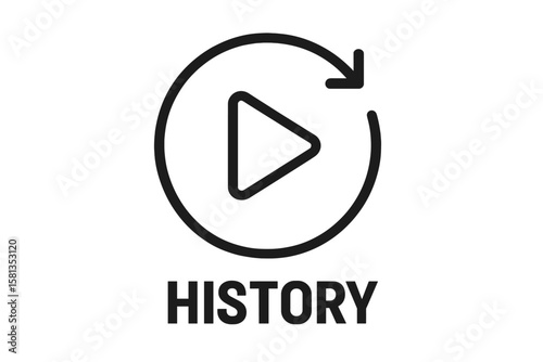 History icon watch recently viewed symbol. Replay video media player button. Recent activity log graphic for app website UI UX design. Vector illustration isolated.