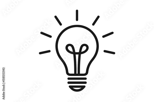 Light Bulb Icon, Creative Idea Symbol, Innovation Concept, Brainstorming, Inspiration, Energy, Minimal Line Art, Modern Vector, Transparent Background, Business Solution, Technology, Success