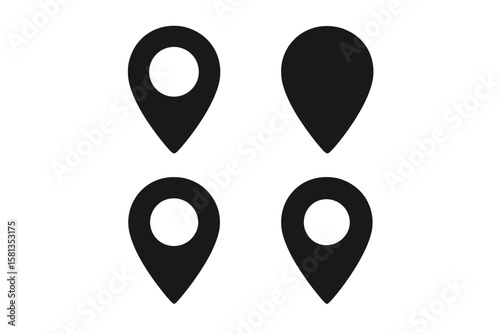 Map pin icon set. Location marker symbol collection. GPS navigation pointer for destination point. Place position sign for web, app, UI, UX design element. Vector illustration.