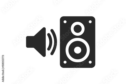 Speaker Icon, Woofer Box Vector Symbol on Transparent Background, Transparent PNG and Vector Illustration for Audio Design and Multimedia Projects