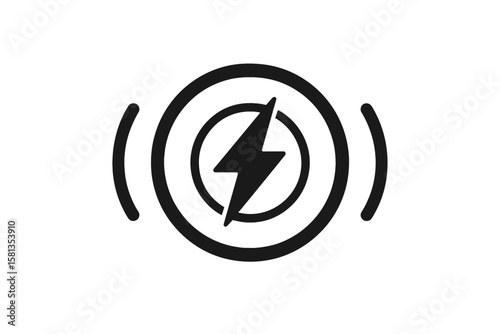 Wireless charging icon. Power charge station symbol. Induction charger pad sign. Phone battery electricity energy technology. Electric induction power transfer vector pictogram.