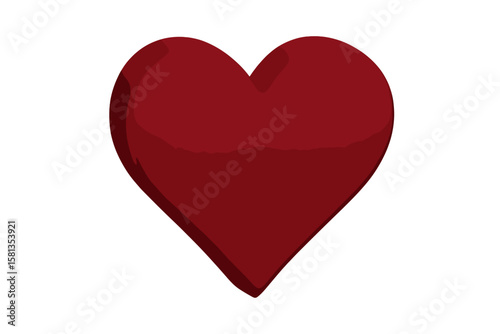 3D dark red heart of love, a Valentine's Day symbol. Romantic and isolated vector icon on a transparent background. Perfect for wedding cards, invitations, and decorations.