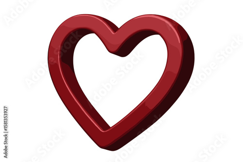 3D red heart symbol of love, passion, and romance for Valentine's Day. Realistic rendering of a modern icon for relationships and affection on a transparent background.