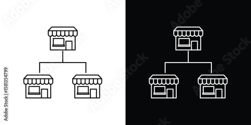 Photos Franchise icon pack with black and white editable stroke lines for graphic desig