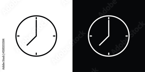 Tableau sur toile Clock seven icon pack with black and white editable stroke lines for graphic des