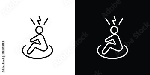 Anxiety or stress icon pack with black and white editable stroke lines for graphic design work