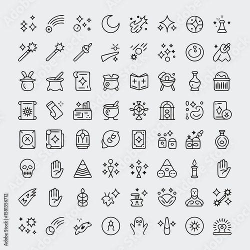 Voodoo doll vector icons suitable for mystical designs. Magic elements for spooky illustrations, Halloween graphics, and witchcraft themed projects.