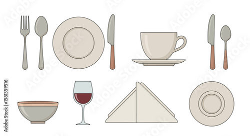 Elegant Dining Table Setting Illustration