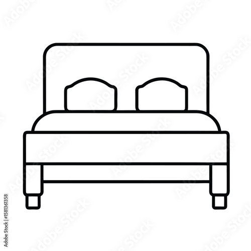 outline icon of double bed line art for accommod