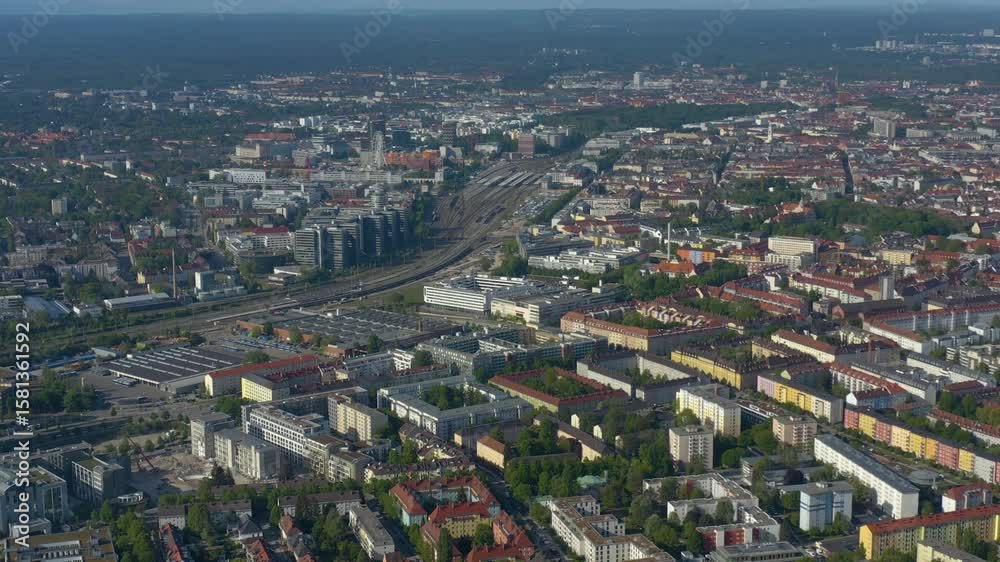 Aerial view of the the capitol city Munich, in Germany, Bavaria on a sunny spring day Aerial view of the the capitol city Munich, in Germany, Bavaria on a sunny spring day