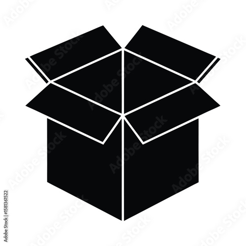 open box icon solid silhouette for delivery