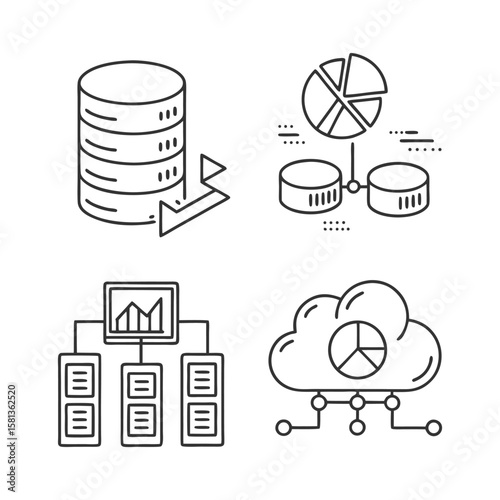 Data analysis and storage icons database chart