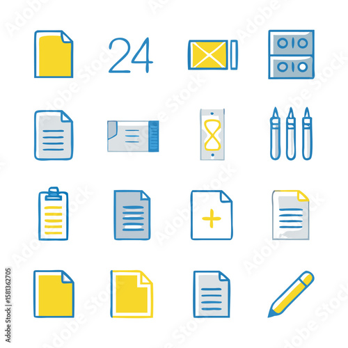 Document icons and writing tools paper file