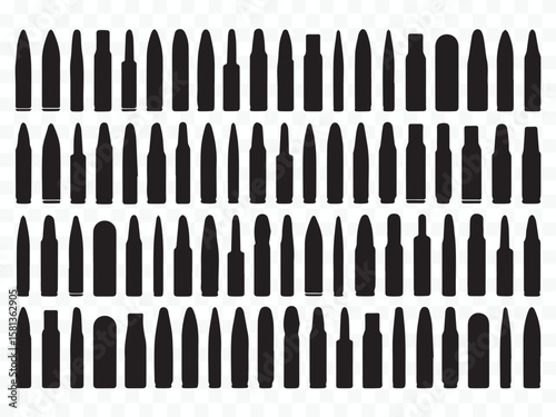 seamless ammo pattern featuring bullets, shells and cartridges in various calibers, ideal for backgrounds and graphic use