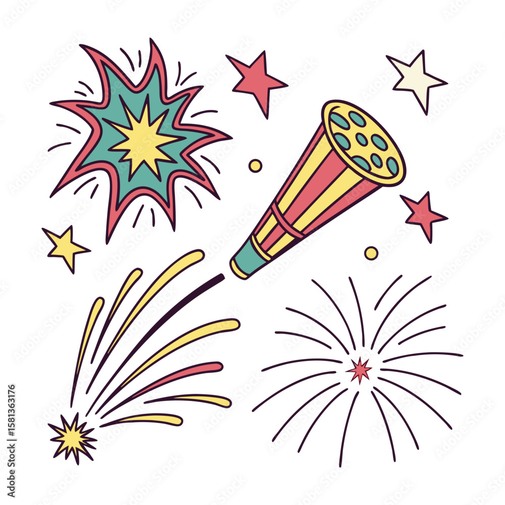 Fototapeta premium Festive Fireworks Explosion Celebration stars party