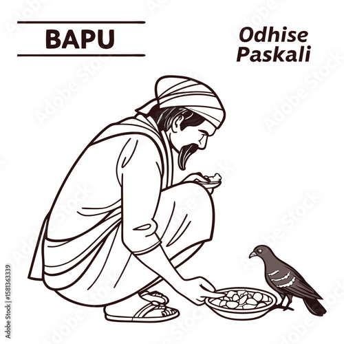 Man feeding pigeon with food bird