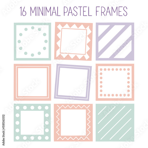 Pastel frames with geometric patterns dots