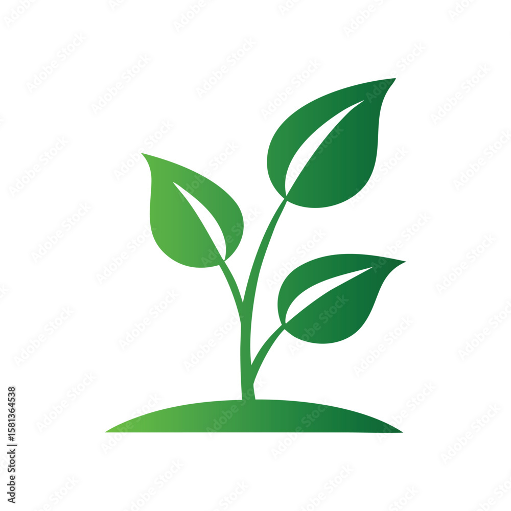 Obraz premium Green sprout with three leaves growing from a mound of earth