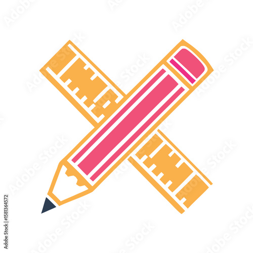 Stylized pencil and ruler icon symbolizing creativity design and education