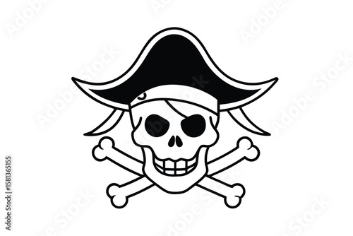 Jolly Roger Skull and Crossbones Pirate Illustration Design