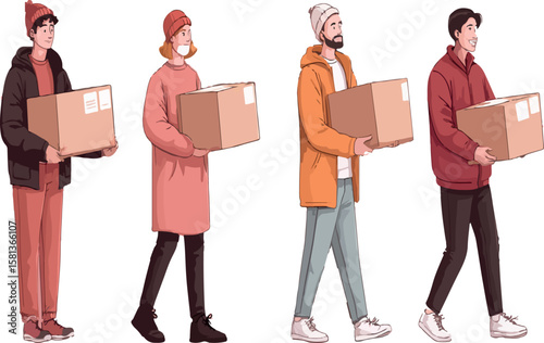 People Carrying Boxes