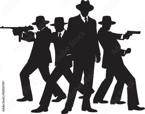 Gangsters with weapons suits hats