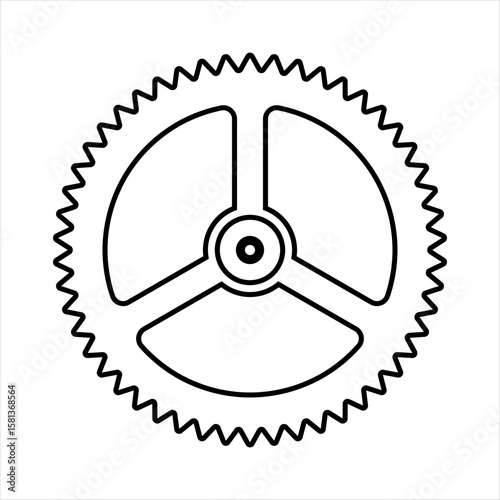 Watch cog wheel icon. Outline watch repair wheel. Gear for web design isolated on white background. Simple flat vector symbol. 