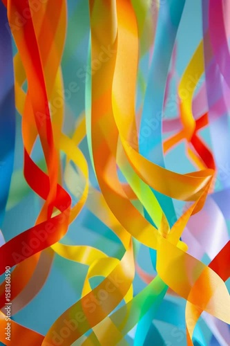 abstract background with colourful party ribbons