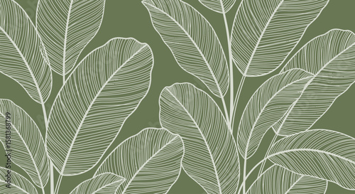 Banana Leaves Pattern A modern green background, nature design, and botanical concept create beautiful artful textures