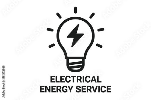 Electrical energy service vector icon with light bulb and lightning bolt symbol. Electric power company logo. Electricity provider concept. Transparent background graphic illustration