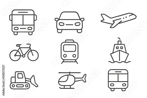 Set of 4 Meeting and Webinar Line Style Icons for Web and Mobile Apps, Including Conference, Business Meeting, Classroom, Team Collaboration, and Interview Symbols