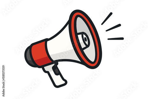 Megaphone loudspeaker icon. Bullhorn speaker symbol. Alert announcement vector. Marketing promotion element. Flat style loudhailer for advertising, broadcast, public message