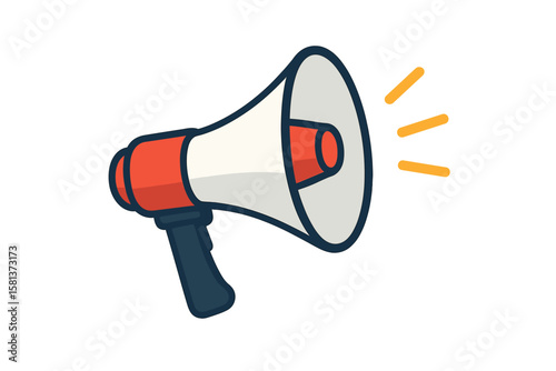 Megaphone loudspeaker vector illustration in flat style, bullhorn alert icon for advertising, marketing, business promotion, communication, announcement symbol
