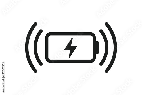 Wireless charging icon vector symbol. Wireless power energy transfer concept. Transparent PNG vector illustration. Mobile charger pad technology sign isolated on clear background.
