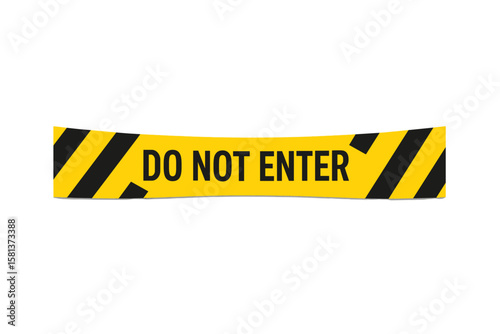 Yellow Warning Tape Black Stripes Text Do Not Enter Isolated Transparent Background Vector Template Caution Barrier Ribbon Construction Works Safety Hazard Zone Restricted Area