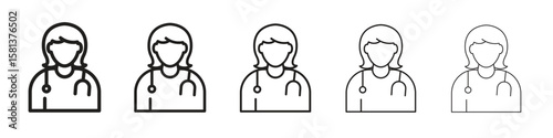 Doctor icon. Thin line illustration. outline drawing, Editable stroke