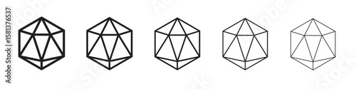 Dice d20 icon. Thin line illustration. outline drawing, Editable stroke
