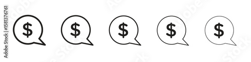 Comment dollar icon. Thin line illustration. outline drawing, Editable stroke