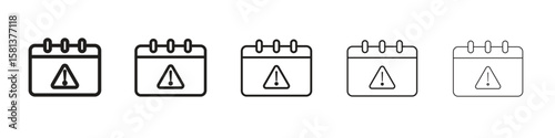 Calendar exclamation icon. Thin line illustration. outline drawing, Editable stroke