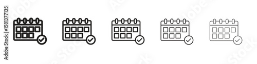 Calendar check icon. Thin line illustration. outline drawing, Editable stroke