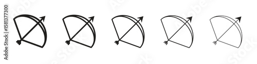 Bow arrow icon. Thin line illustration. outline drawing, Editable stroke