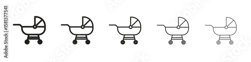 Baby carriage icon. Thin line illustration. outline drawing, Editable stroke